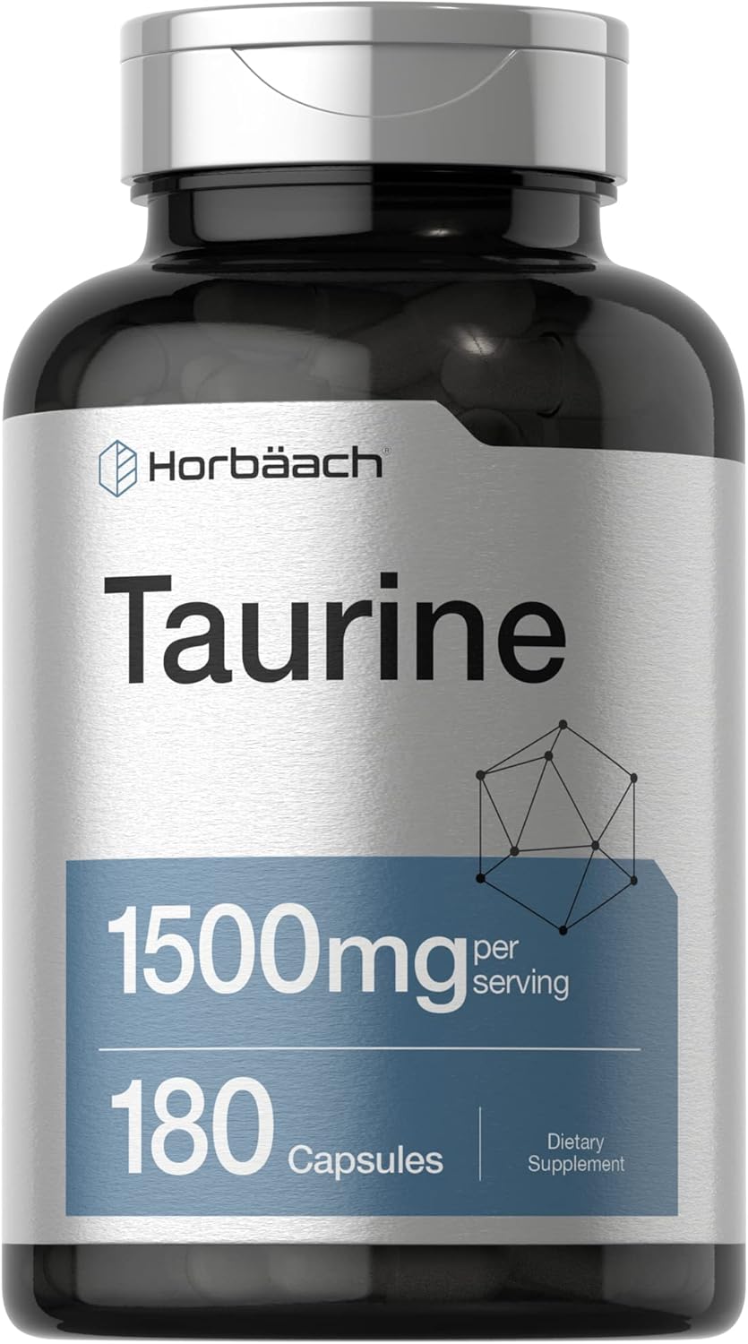 Horbäach Taurine 1500mg | 180 Capsules | Amino Acid Supplement | Non-GM and Gluten free - görsel 1