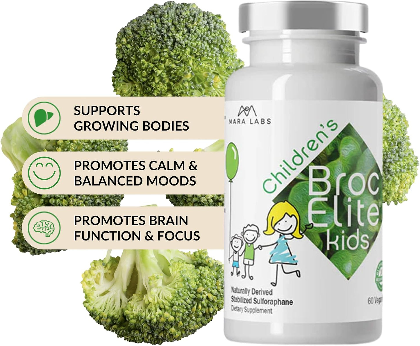 BrocElite Kids Broccoli Supplement with Stabilised Sulforaphane – 60 Vegan Capsules - görsel 5