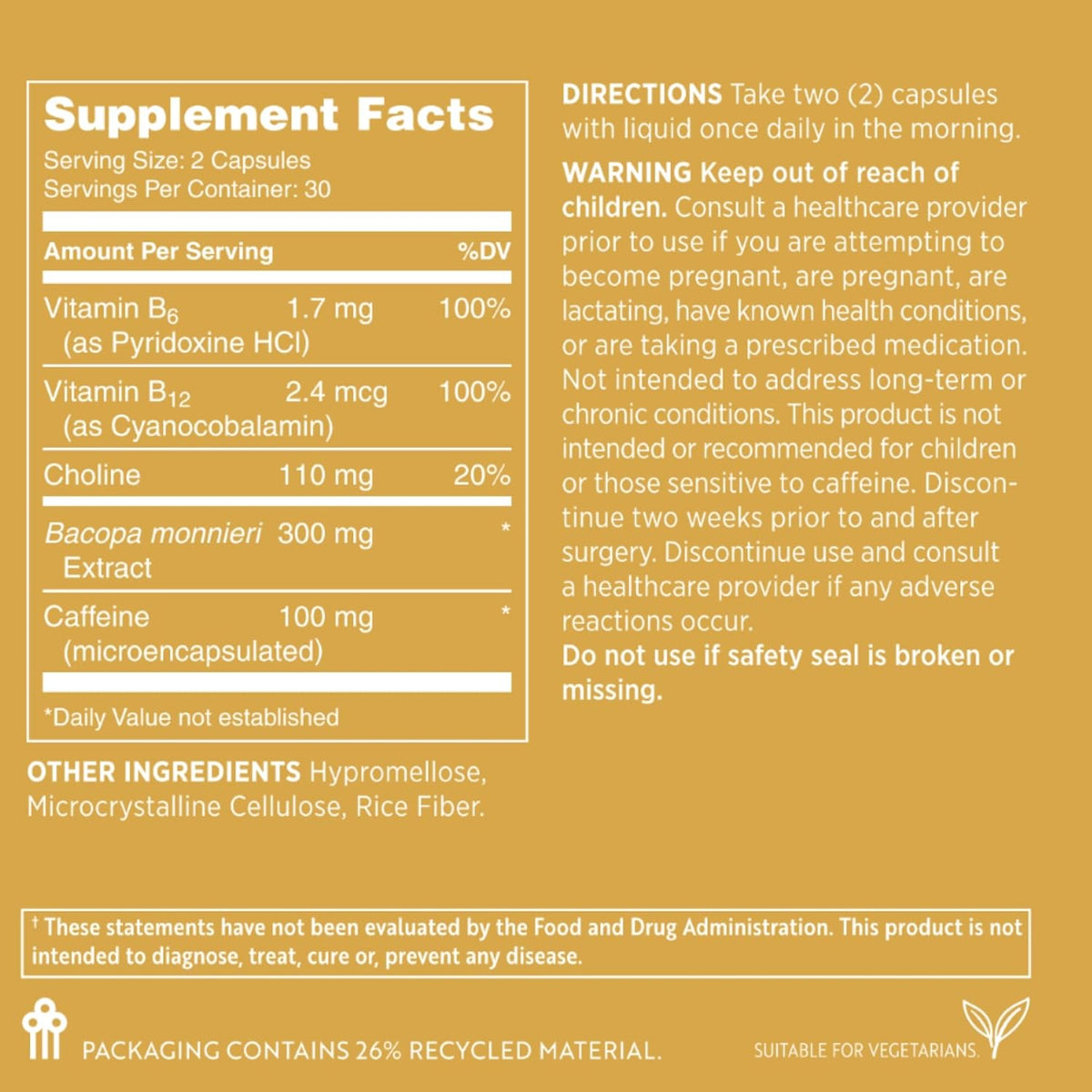Nu Skin MYND360 Sharp Focus | 60 Capsules | – Contains Vitamin B12, B6, Choline, Bacopa, and caffeine – Image 7