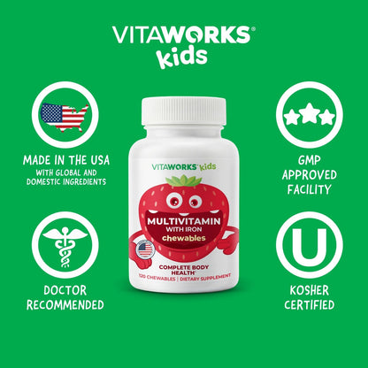 Kids Multivitamin with Iron & Minerals Chewable Tablets - Mixed Fruit Flavour - 120 Count – Image 6