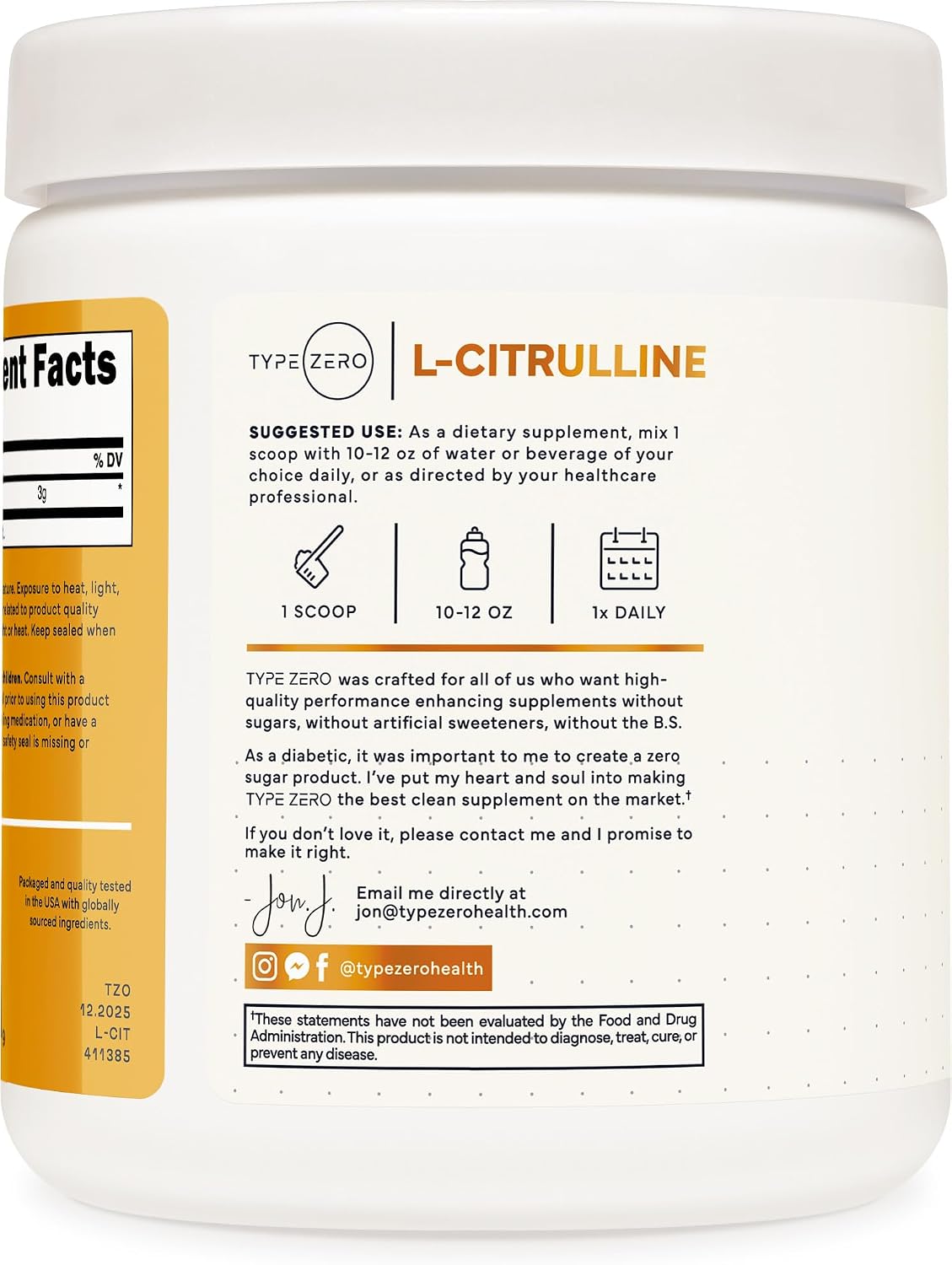 Type Zero L-Citrulline Base Powder, 3,000mg Per Serve – 100 Servings - görsel 3