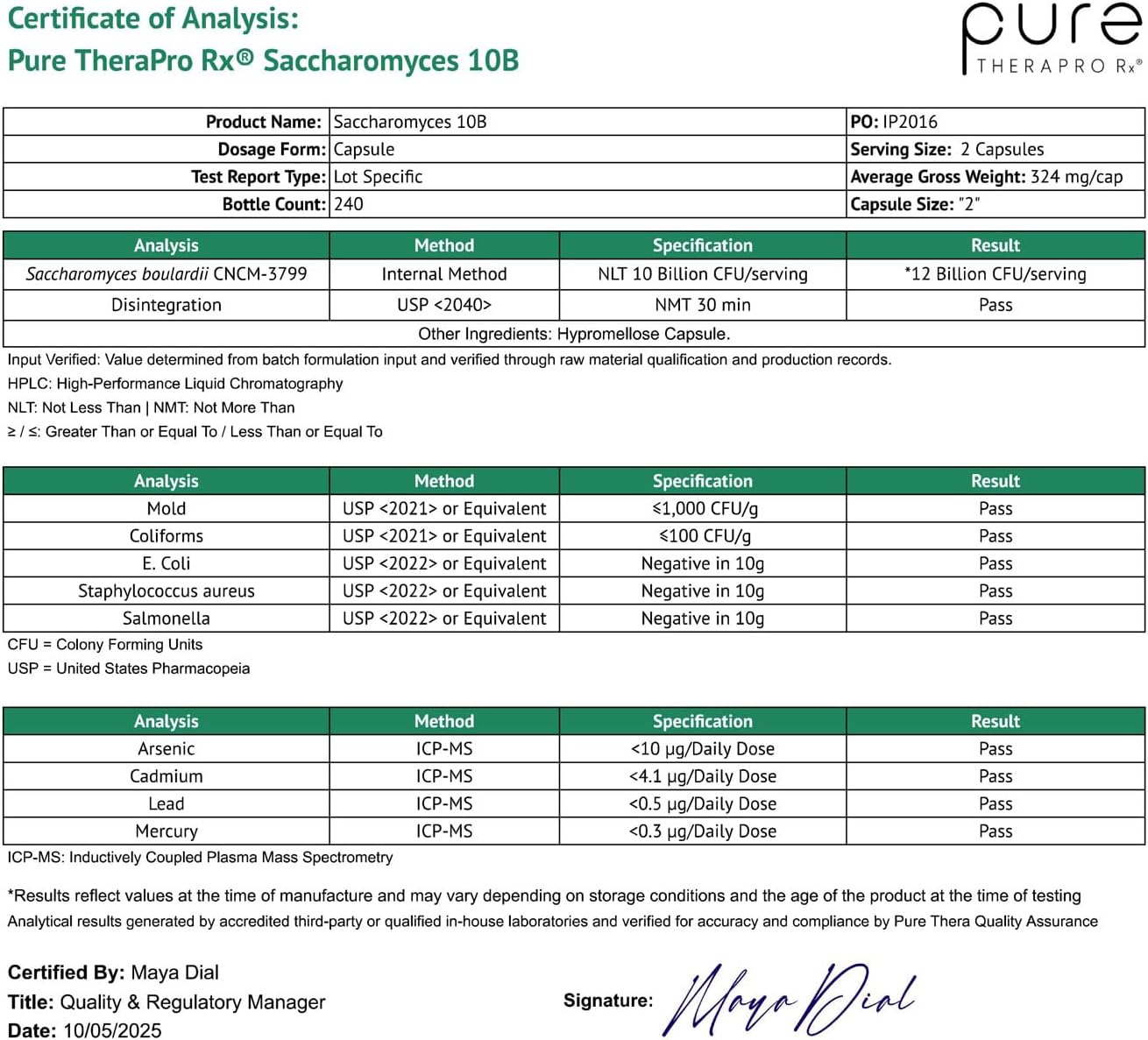 Pure Therapro Rx Saccharomyces Boulardii Probiotic – 10 Billion CFU, 240 Capsules - görsel 9