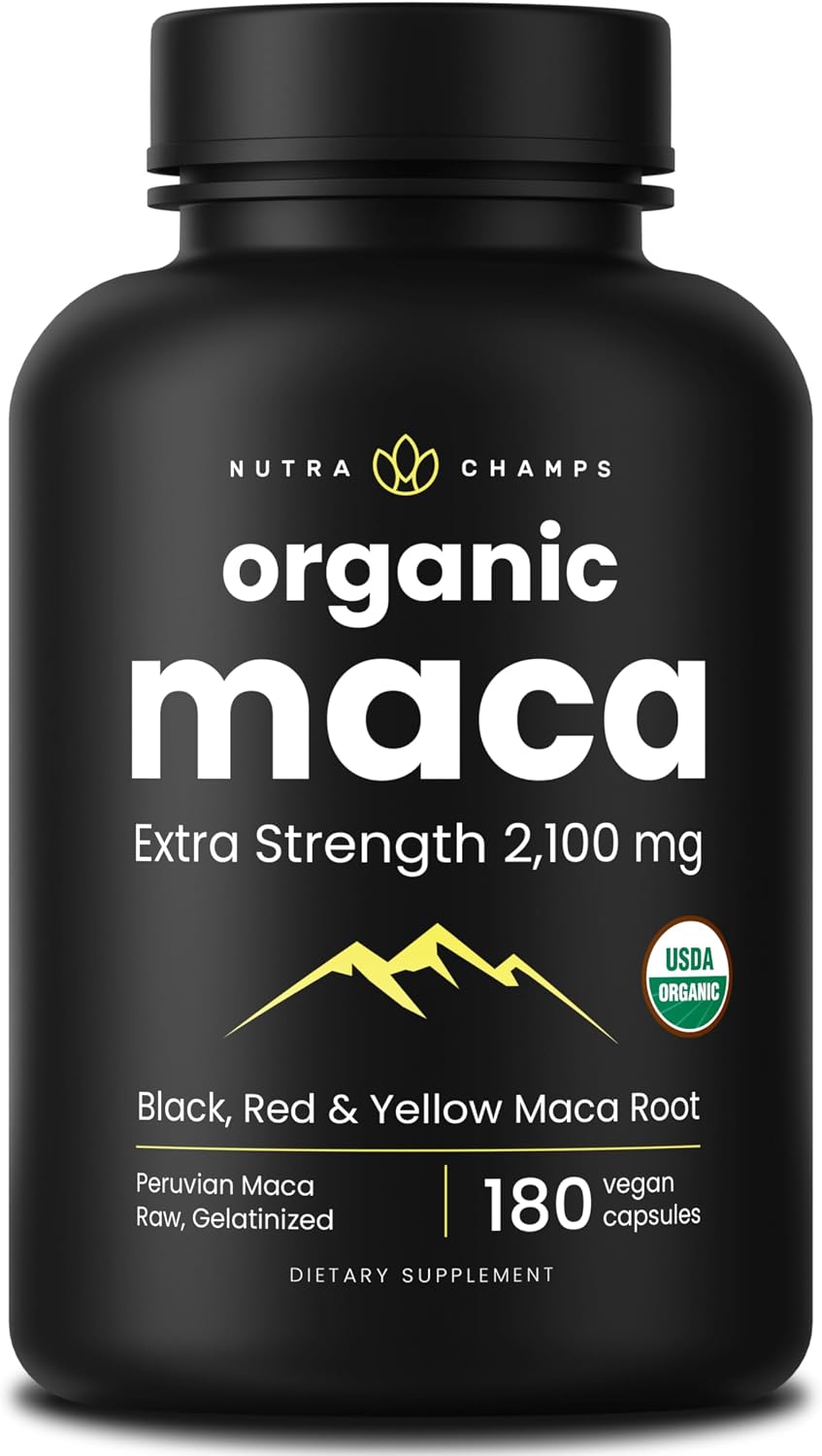 NutraChamps USDA Organic Maca Root Capsules, 2100mg, 180 Capsules - görsel 1