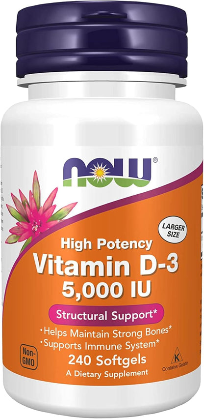 NOW Vitamin D-3 5,000 IU, 120 Softgels