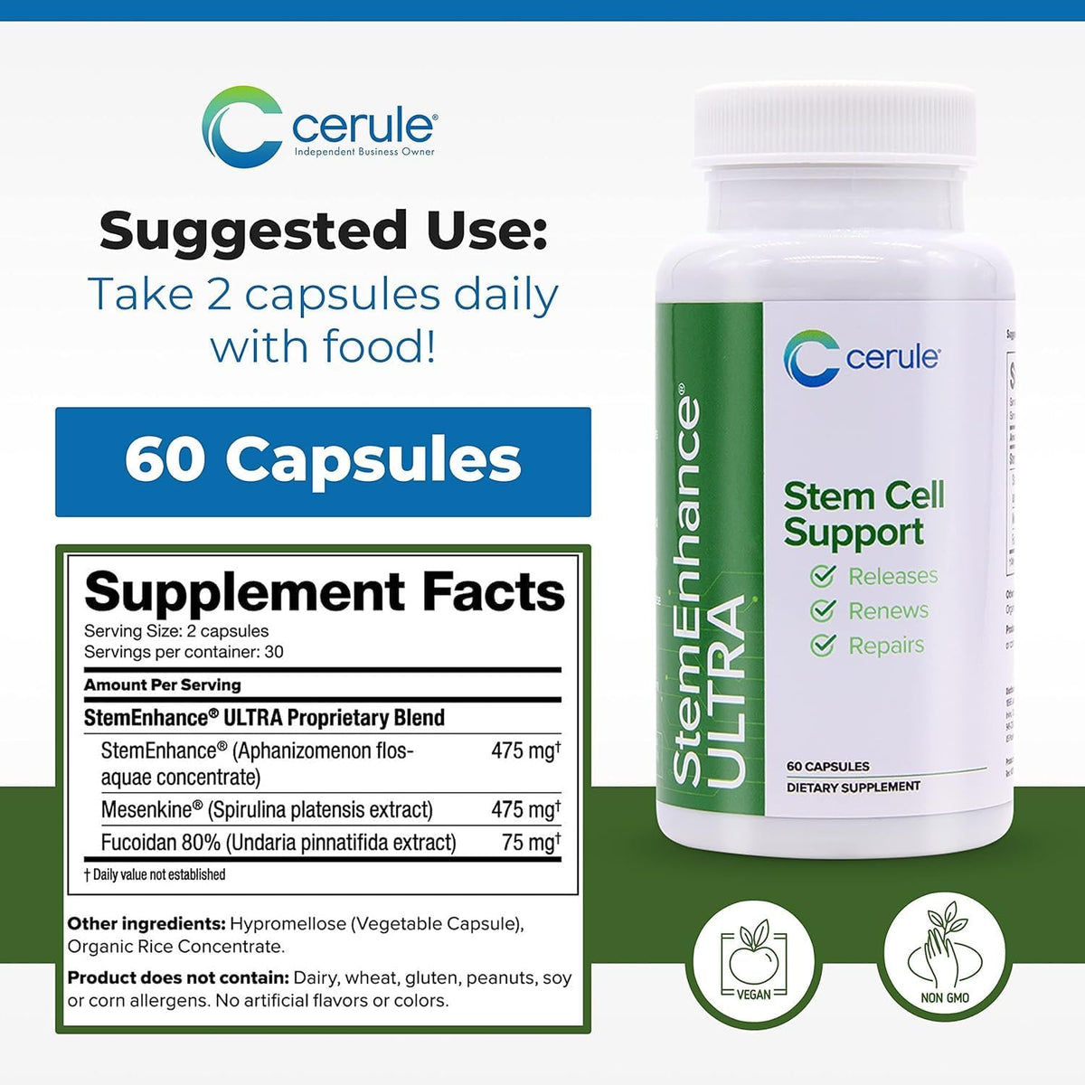 Cerule StemEnhance Ultra 2 Pack – Natural Stem Cell Support for Cellular Renewal, Immune Function, Energy & Recovery – 120 – Image 7