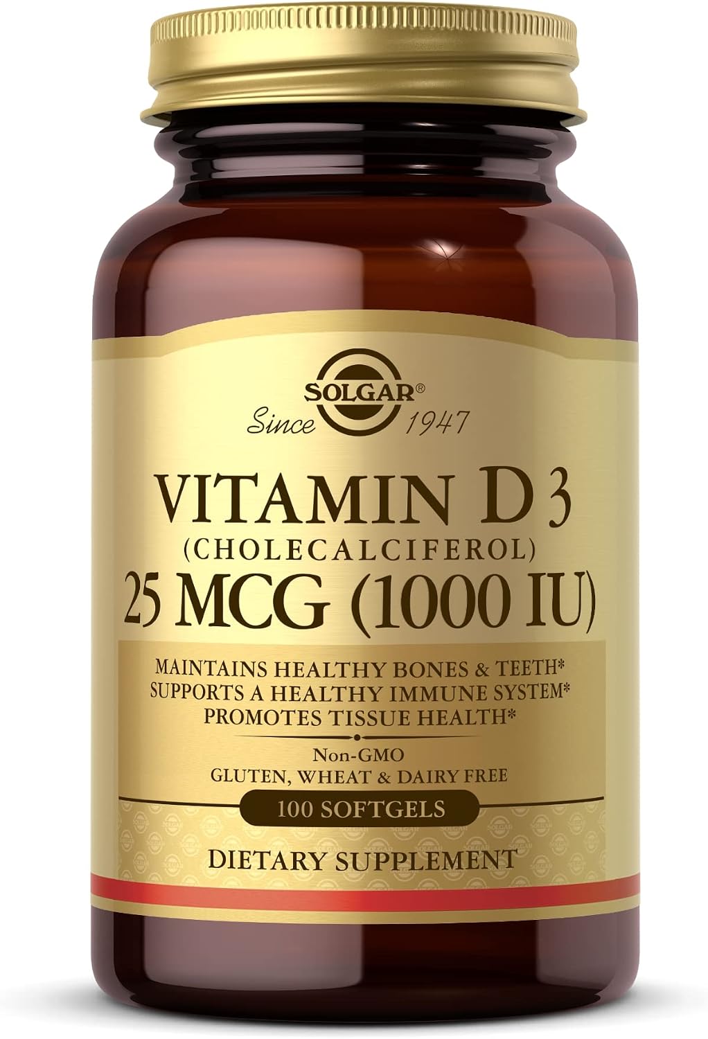 Solgar Vitamin D3 (Cholecalciferol) 25 mcg (1000 IU) – 100 Softgels - görsel 1