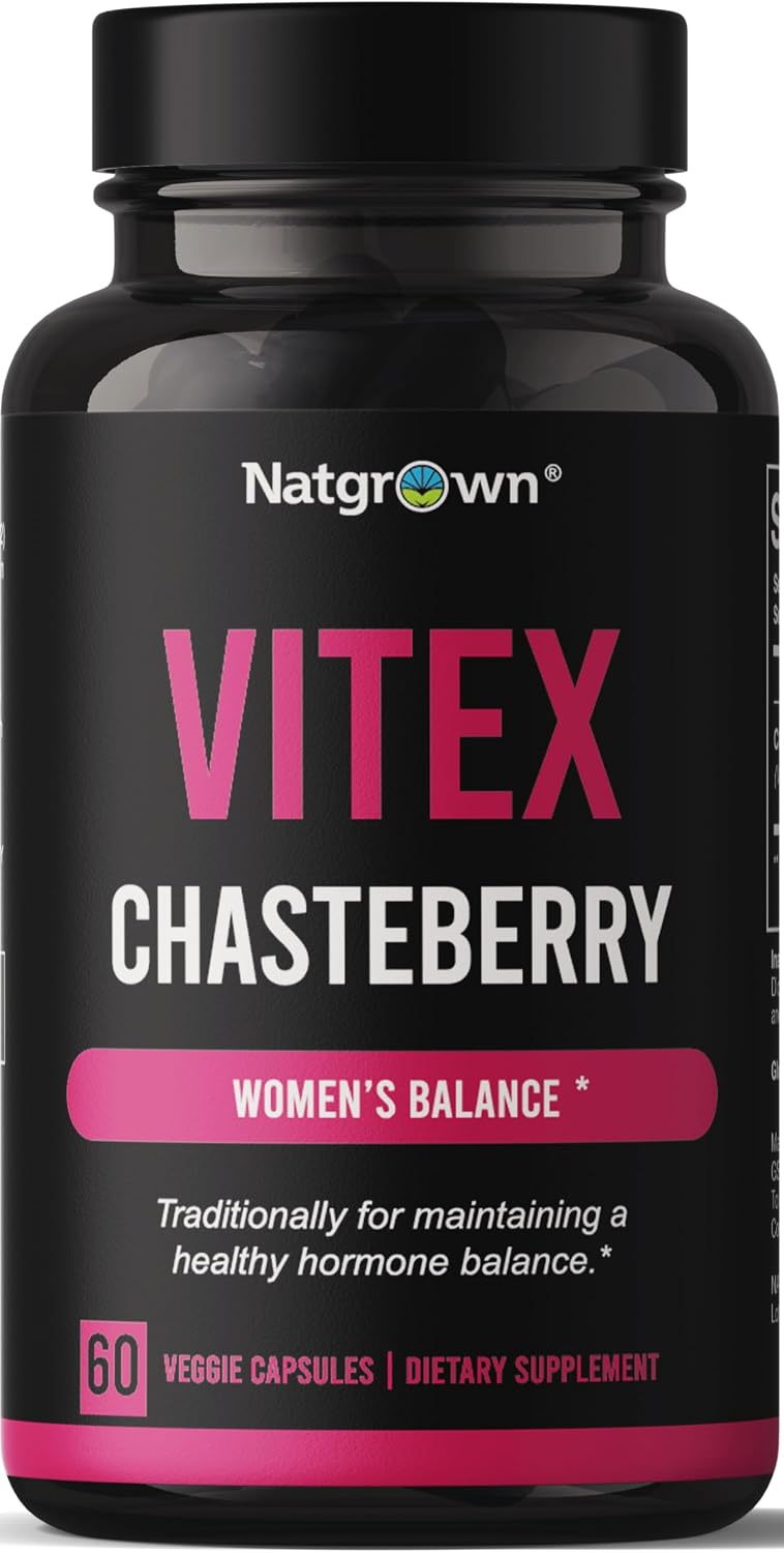 Natgrown Vitex Chasteberry Supplement for Women's 1,000 mg – Supports Hormonal Balance & Reproductive Health – Agnus Castus Chaste Tree Berry Fruit Extract Capsules – 120 Capsules - görsel 8