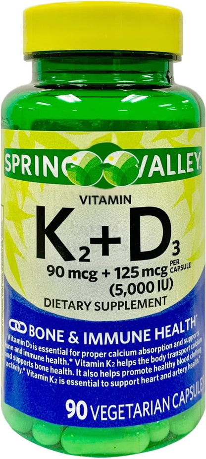 Vitamin K2 + D3 Vegetarian Capsules – Bone Health & Immune Support, 90 Capsules