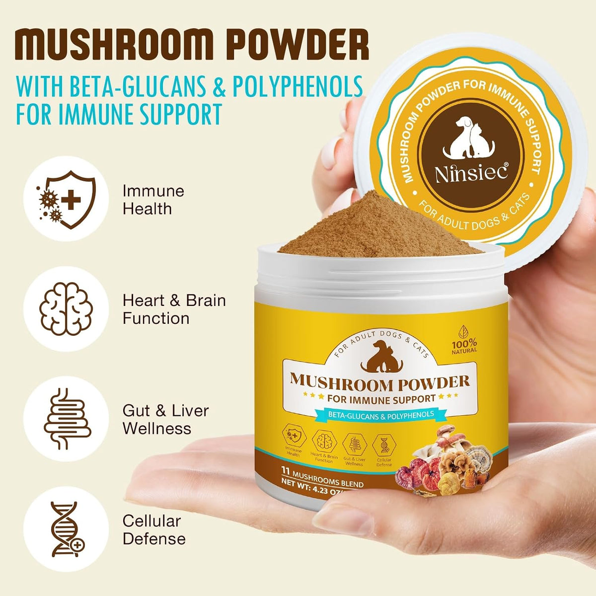 Organic Mushroom Supplement Powder for Dogs – Cordyceps (Cordyceps sinensis): May enhance energy and stamina while – Image 3