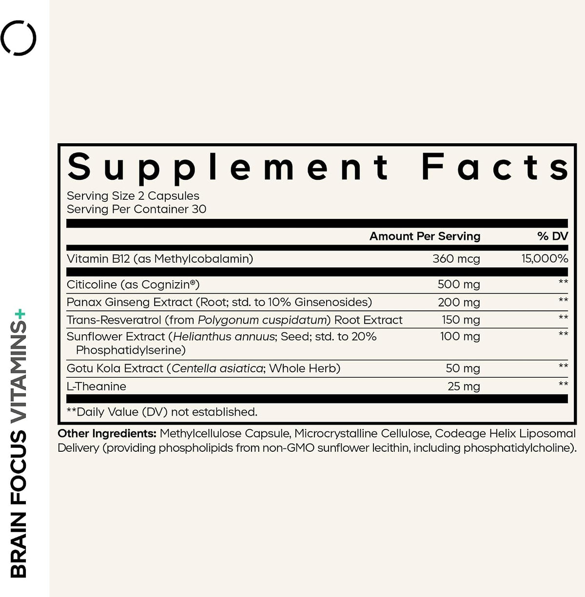 Codeage Brain Focus Vitamins+ - Nootropic Supplement with Citicoline Cognizin, Panax Ginseng, Resveratrol, Gotu Kola, – Image 2