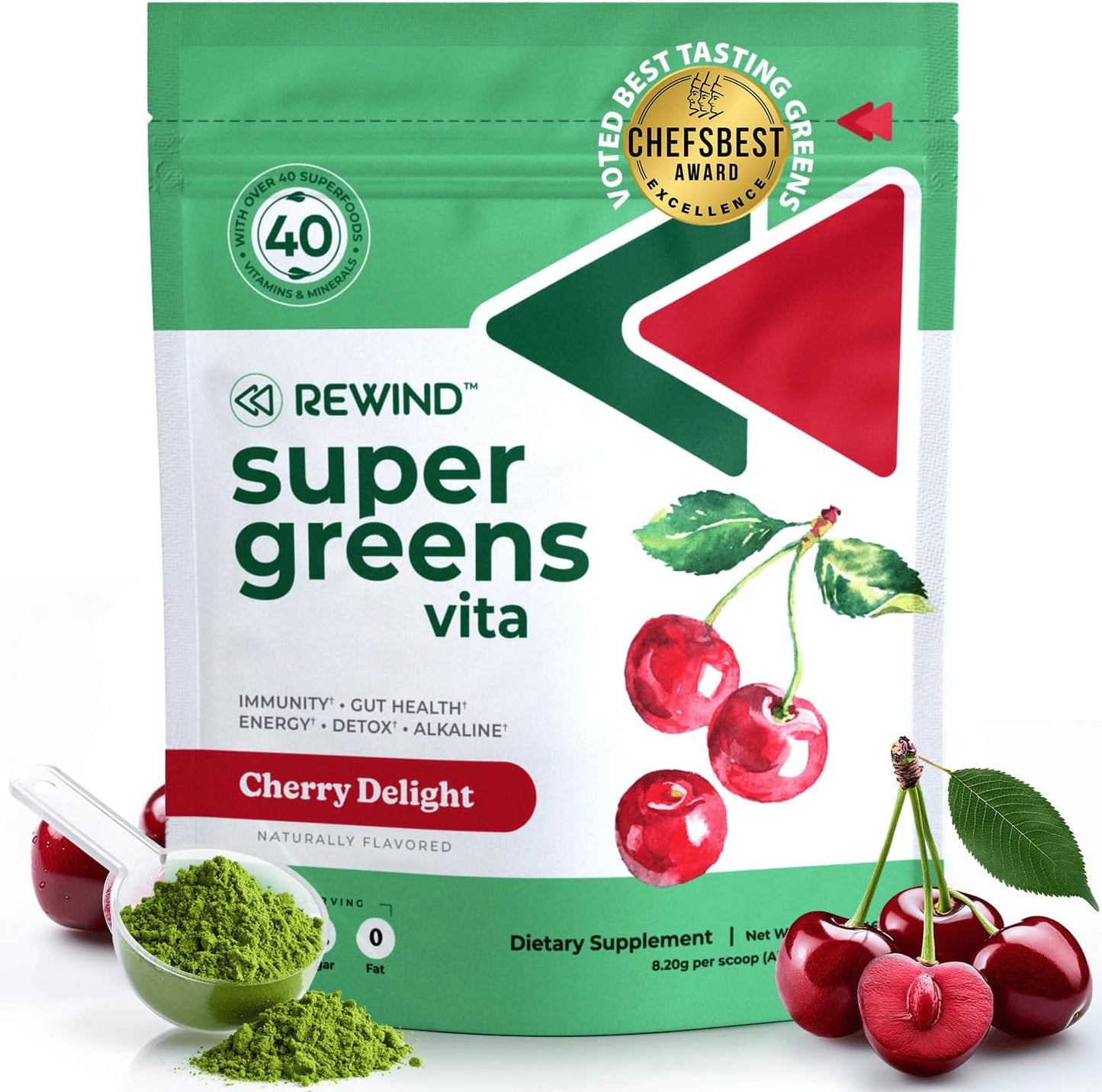 Rewind Best Tasting Super Greens Powder – Peach Flavour (40+ Superfoods, Vitamins & Minerals) - görsel 7