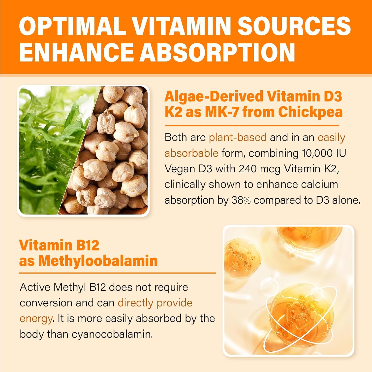 Vitamin D3 10000IU + K2 Gummies with Methyl B12, Calcium, Magnesium, Zinc & Elderberry - Sugar-free Vegan - görsel 3