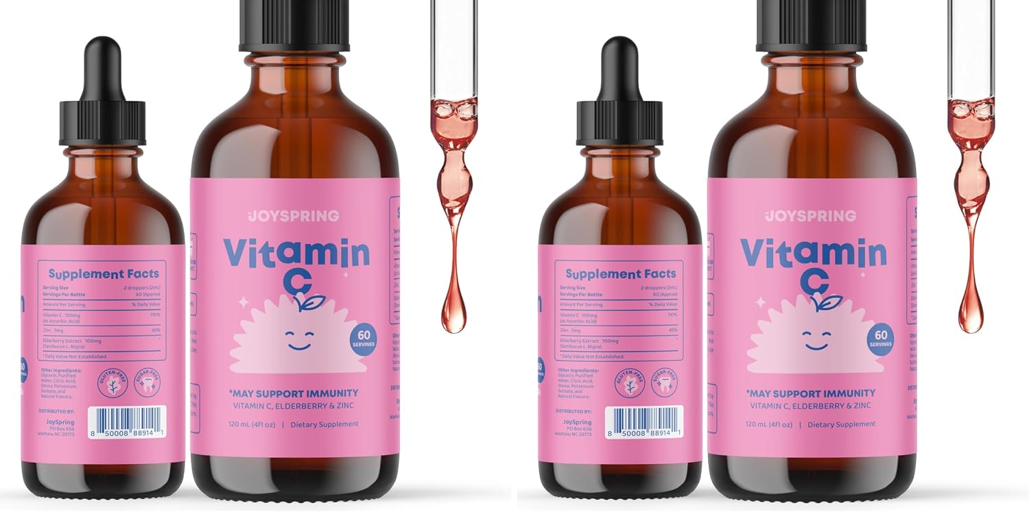 JoySpring Vitamin C and Zinc for Kids – Elderberry Liquid Supplement, 120 ml (60 Servings) - görsel 10