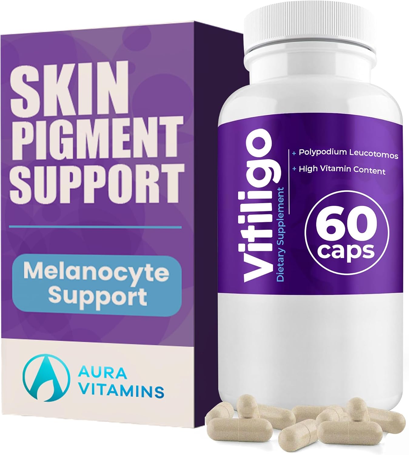 AURA VITAMINS Vitiligo Capsules - Skin Pigmentation Support - 60 Capsules - görsel 9