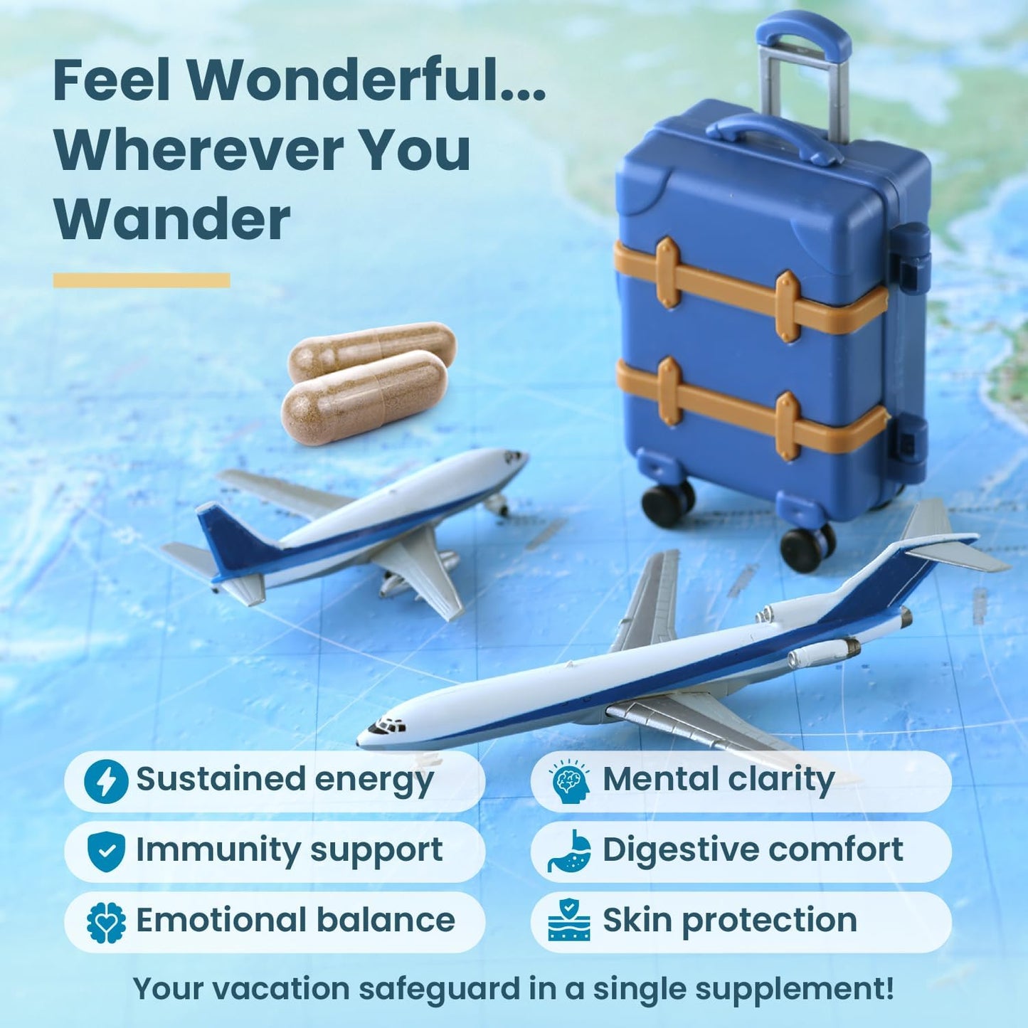 Natural Travel Pills – Travel Supplement for Jet Lag Relief, Immunity & Energy (60-Day Supply) - görsel 7