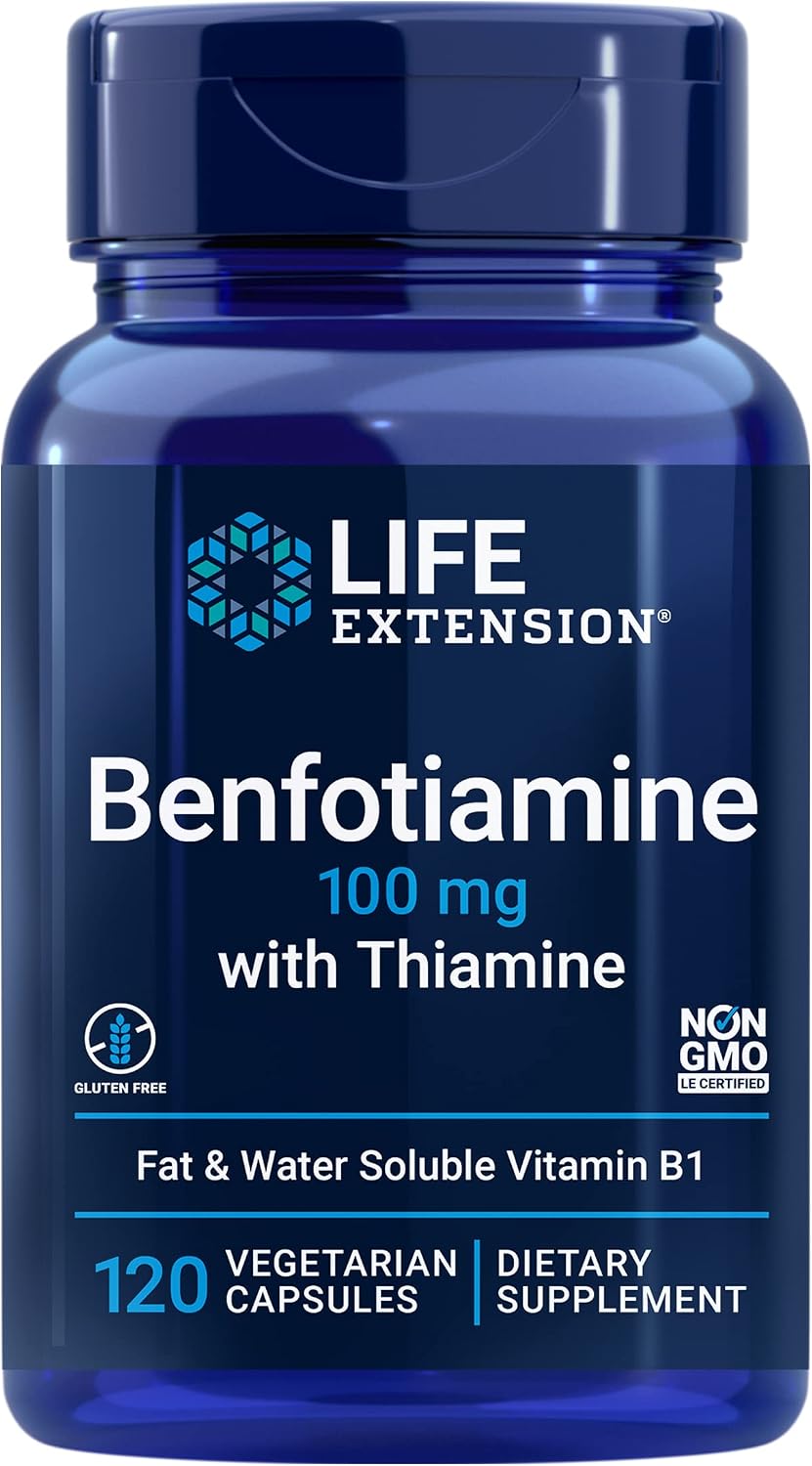 Life Extension Benfotiamine with Thiamine - 100 mg - 120 Vegetarian Capsules - görsel 1
