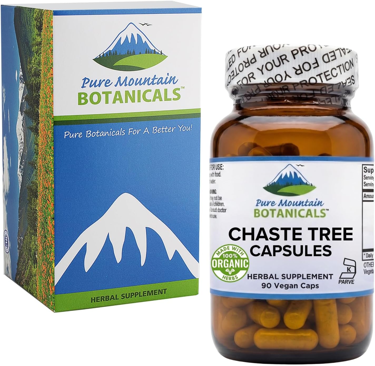 Pure Mountain Botanicals Vitex Chasteberry Supplement - Organic, 90 Capsules, 400mg - görsel 3