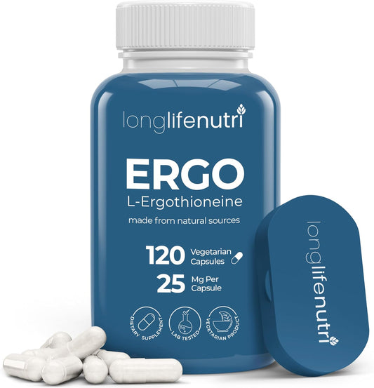 L-Ergothioneine 25mg - 120 Vegetarian Capsules - Antioxidant Supplement – Image 1