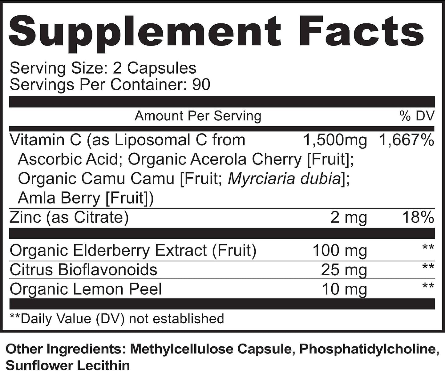 Liposomal Vitamin C with Zinc Capsules – Immune Support, 1500mg per Serving, 180 Vegie Caps (3-Month Supply) - görsel 2