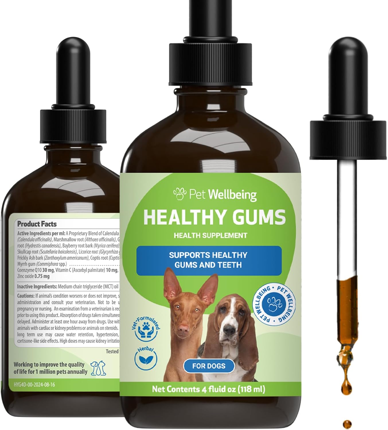 Pet Wellbeing Healthy Gums for Dogs - Topical Herbal Drops for Oral Care, 4 oz (118 mL) - görsel 1