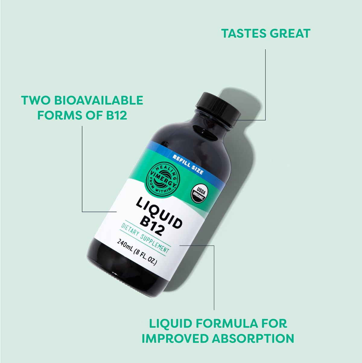 Vimergy Liquid B12 – Fast-Absorbing Organic – 240 serves per bottle – Image 4