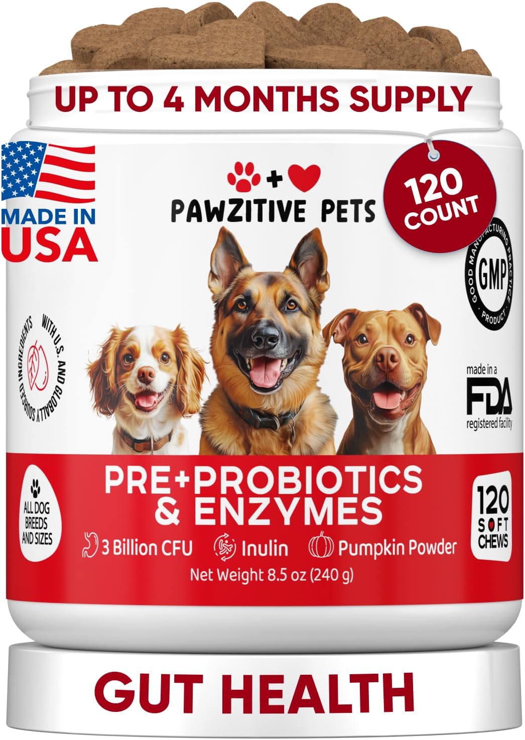Pawzitive Pets Probiotics for Dogs - – Digestive Support: Probiotics help keep bowel movements regular and can – Image 1