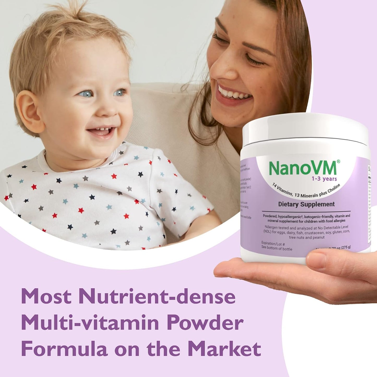 NanoVM 1-3 Years Allergen-Free Multivitamin Powder, Unflavoured, 275g - görsel 7