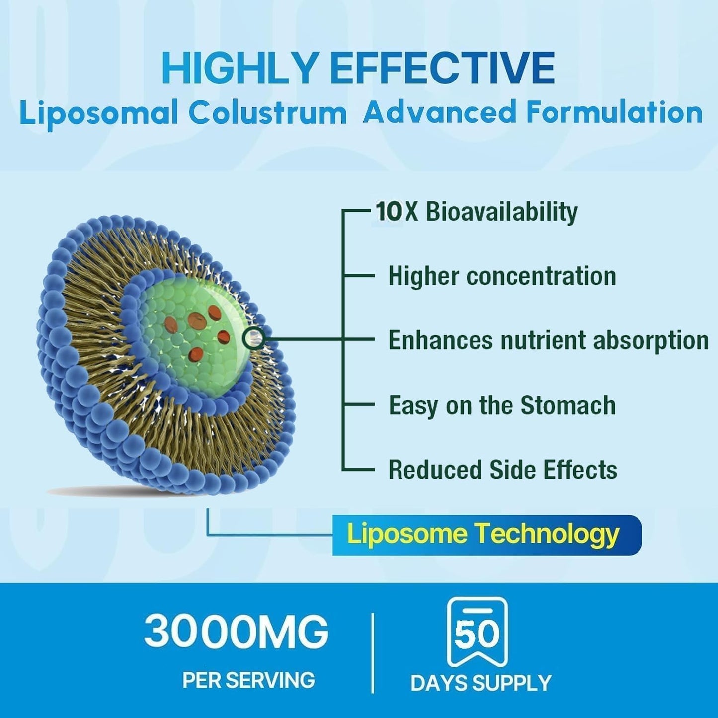 KEDISOM Grass-Fed Bovine Colostrum Powder – Liposomal, High IgG 3000 mg, Gut Health & Immune Support, Unflavoured, 50 Servings - görsel 3