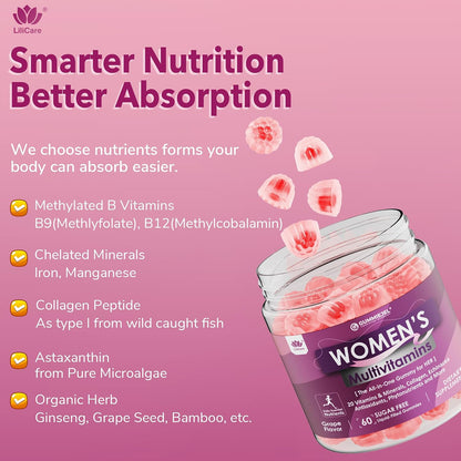 LILICARE Women's's Multivitamin Gummies - – Iron and copper: Essential for red blood cell formation and oxygen – Image 8