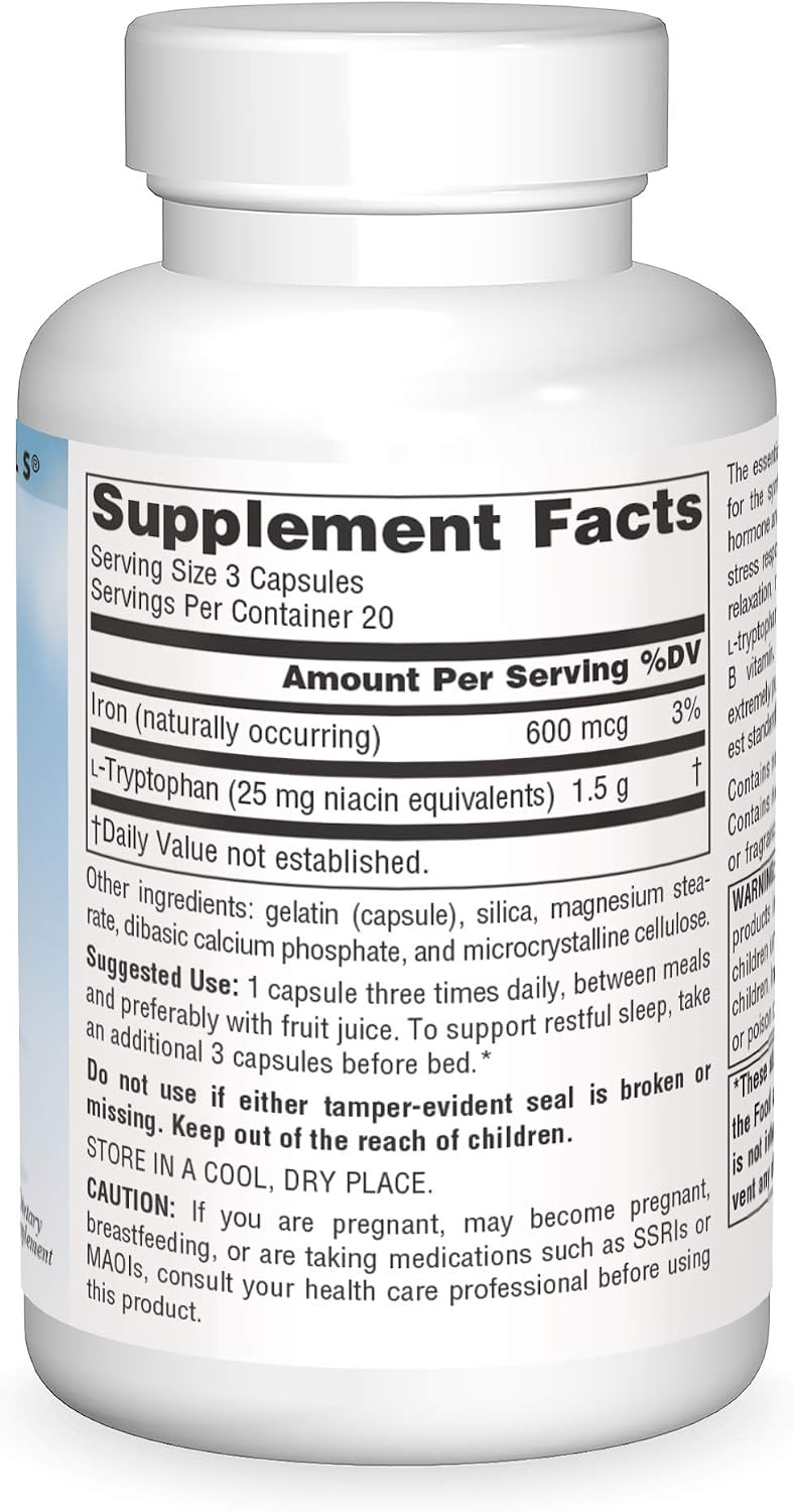 Source Naturals Serene Science L-Tryptophan 500 mg - 60 Capsules - görsel 3