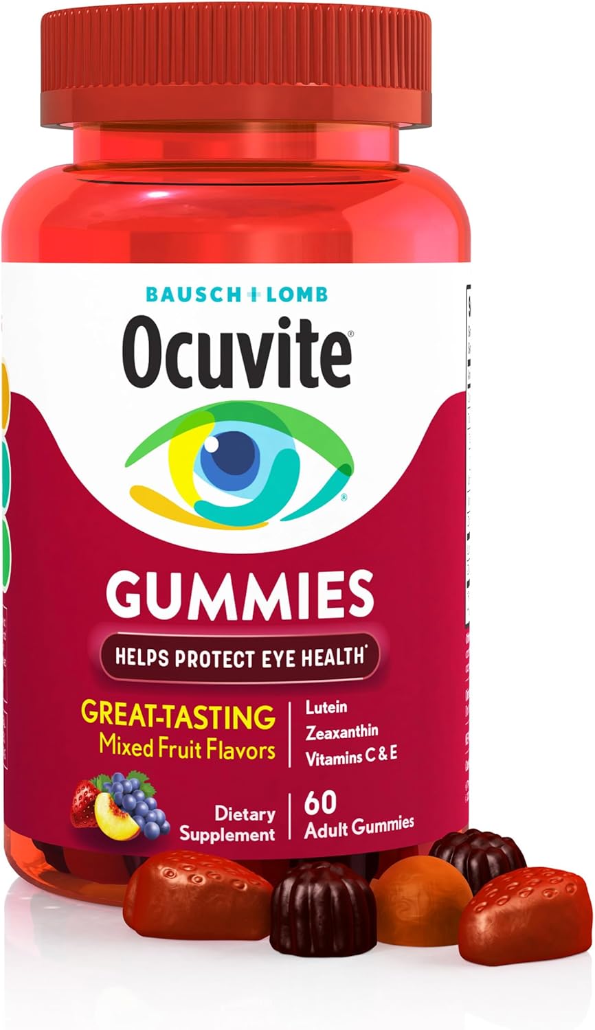 Ocuvite Eye Vitamin & Mineral Supplement, Gummy Multivitamin for Eyes, with Zinc, Vitamin C & E, Lutein & Zeaxanthin, 60 Gummies - görsel 1