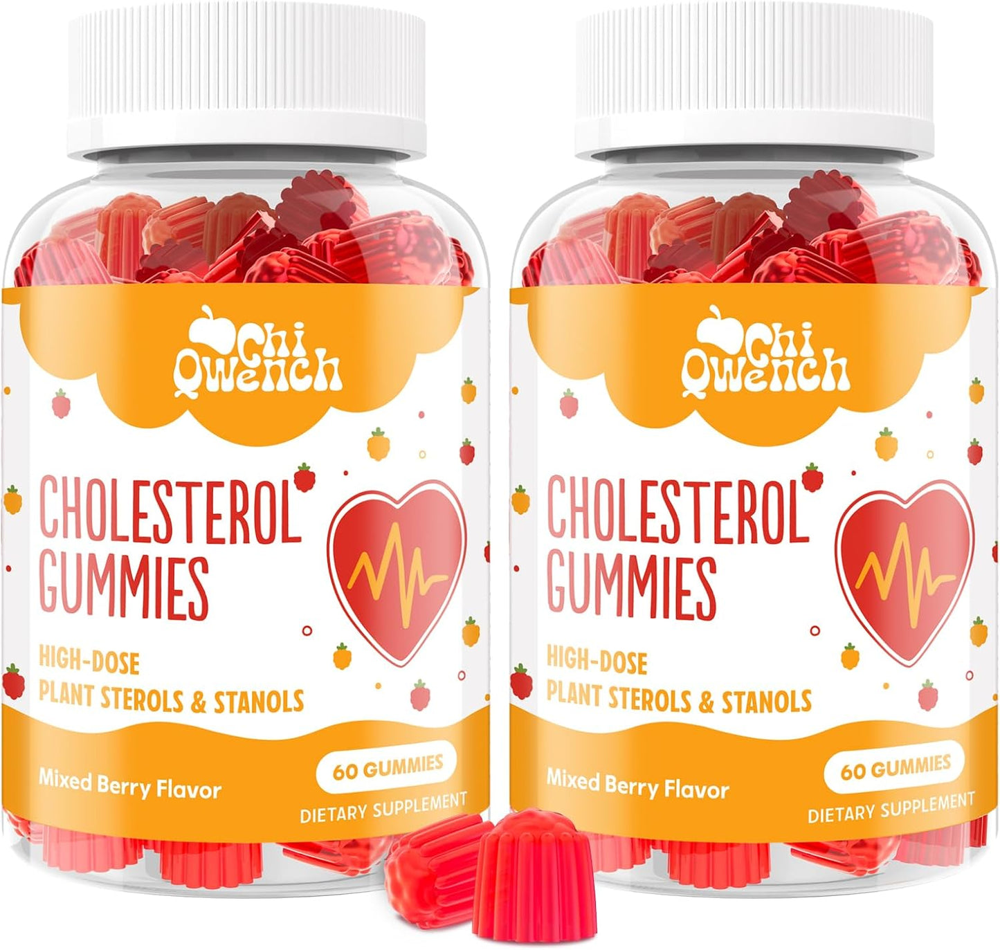 ChiQwench Cholesterol Support Gummies - 1500mg Plant Sterols & Stanols, Mixed Berry, 120 Count - görsel 1