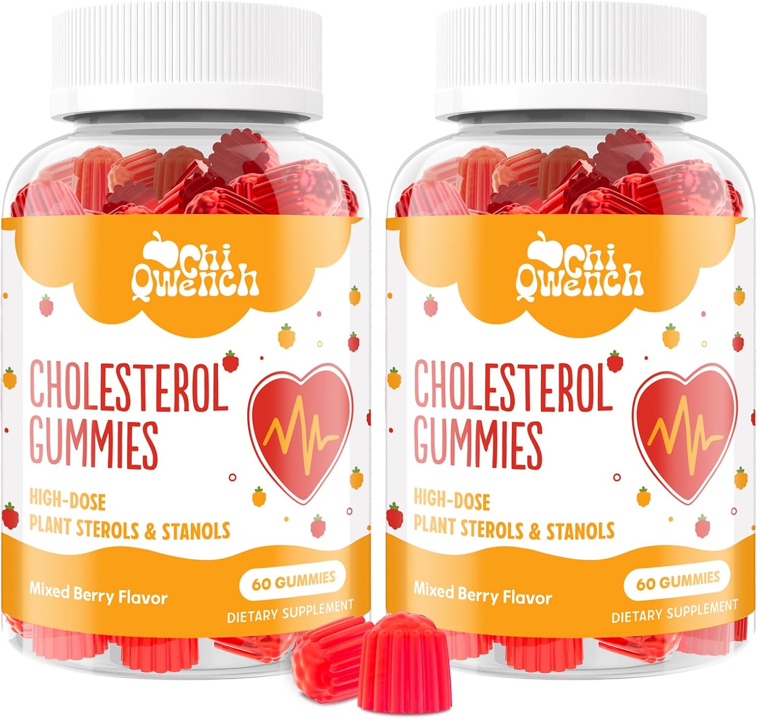 ChiQwench Cholesterol Support Gummies - 1500mg Plant Sterols & Stanols, Mixed Berry, 120 Count - görsel 1