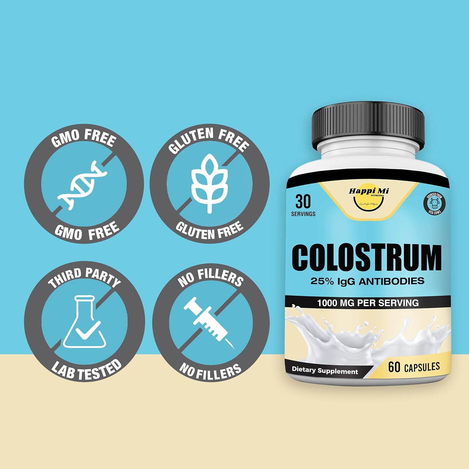 Happi Mi Nutrition Colostrum Capsules 1000mg - Immune Support & Gut Health, 60 Capsules - görsel 5