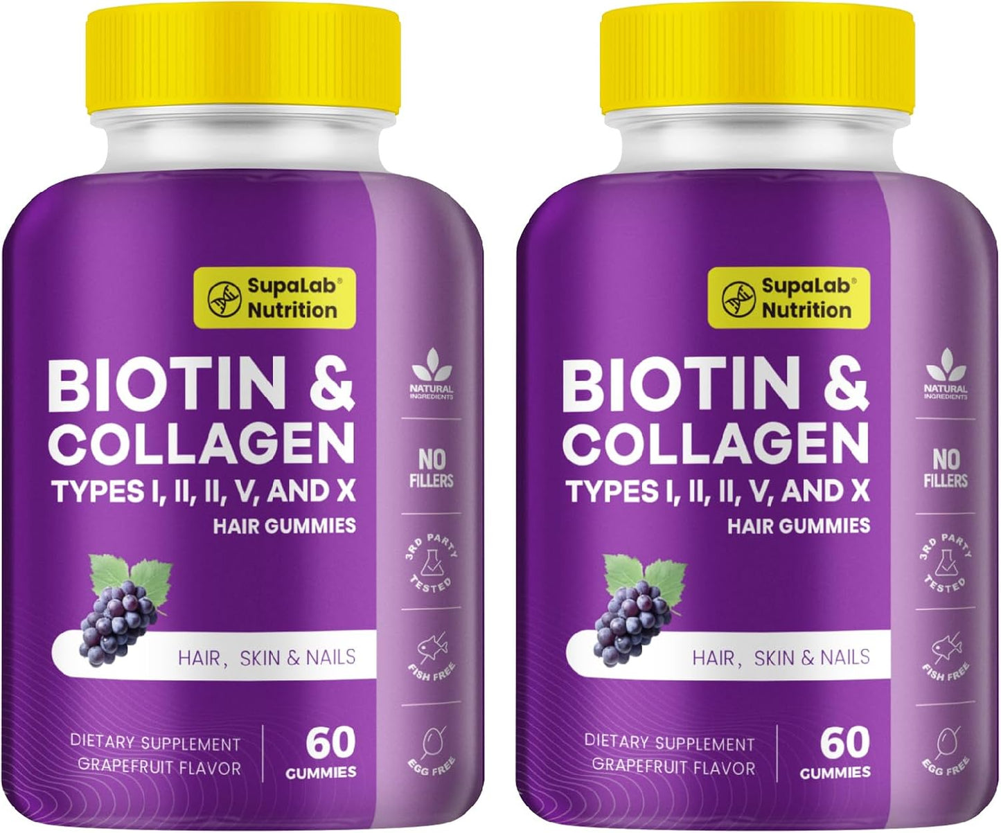 Biotin with Collagen Gummies for Skin, Hair, Nails, Joints & Bones Health – Grapefruit Flavour (180 Gummies) - görsel 4