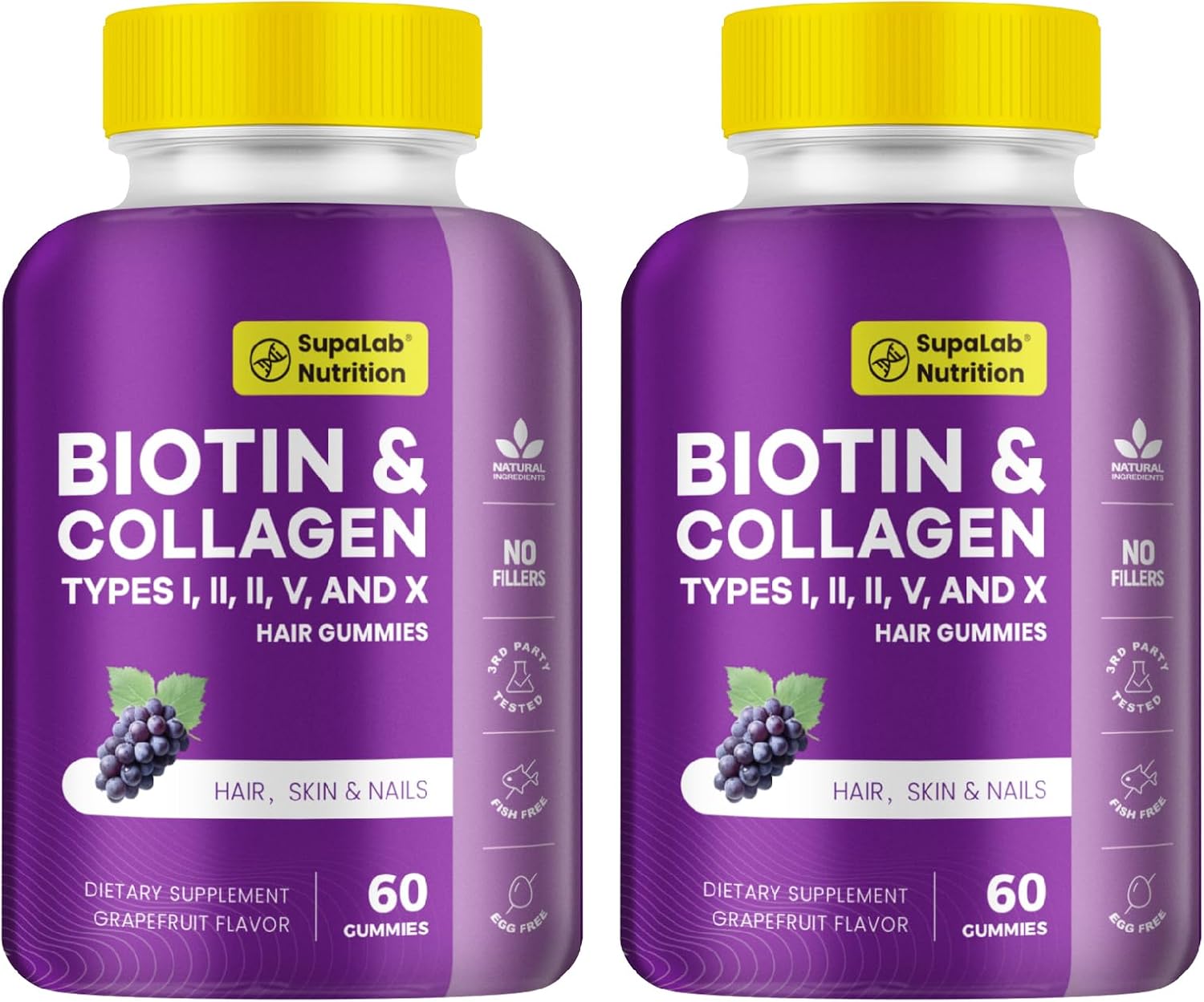 Biotin with Collagen Gummies for Skin, Hair, Nails, Joints & Bones Health – Grapefruit Flavour (180 Gummies) - görsel 4