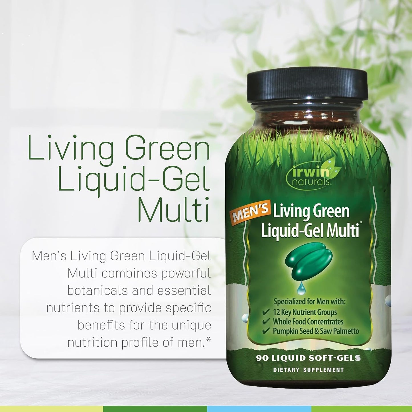 Irwin Naturals Men's Living Green Daily Multivitamin - 120 Soft-Gels - görsel 5