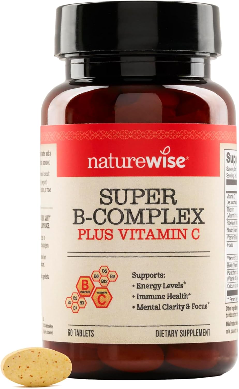 NatureWise Super Vitamin B Complex - with – Vitamin B1 (Thiamine) – Supports energy metabolism and nerve function. – Image 1