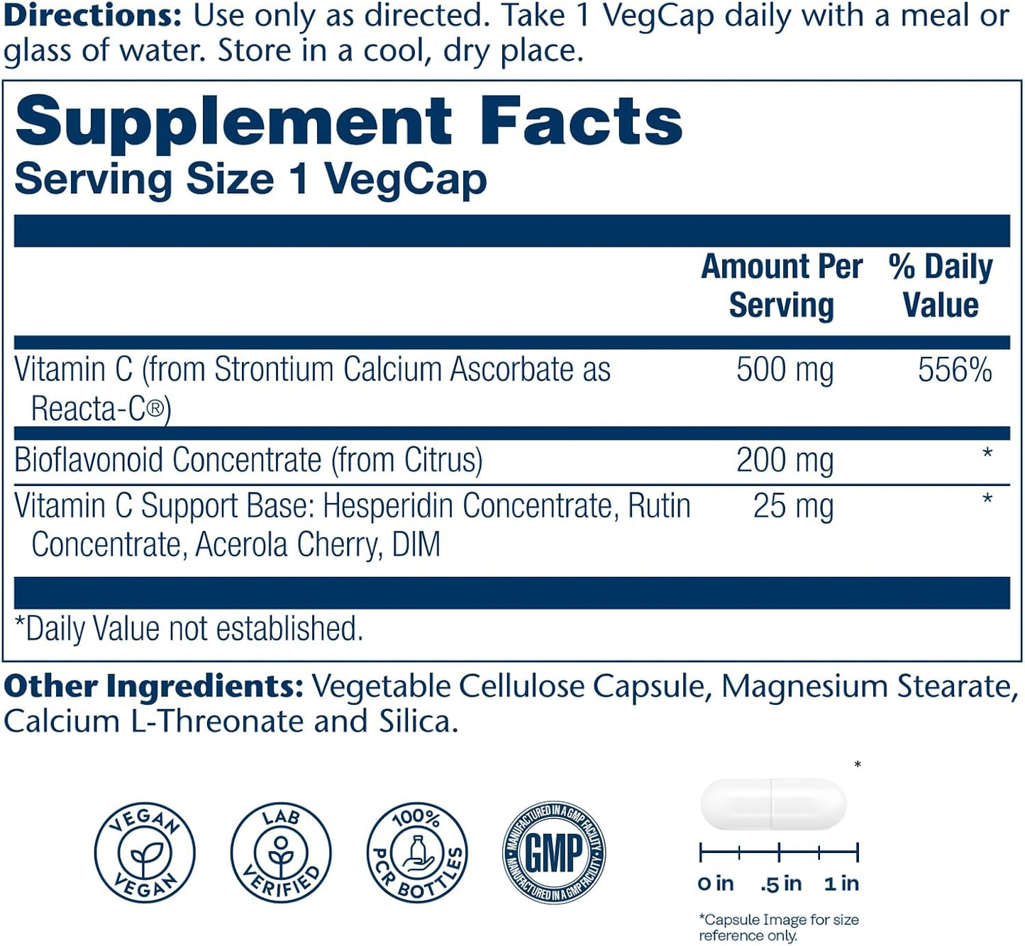 SOLARAY ReactaC Vitamin C 500mg - Patented 24-Hour Immune Support with Bioflavonoids and Rutin - Vegan, 180 Capsules - görsel 2