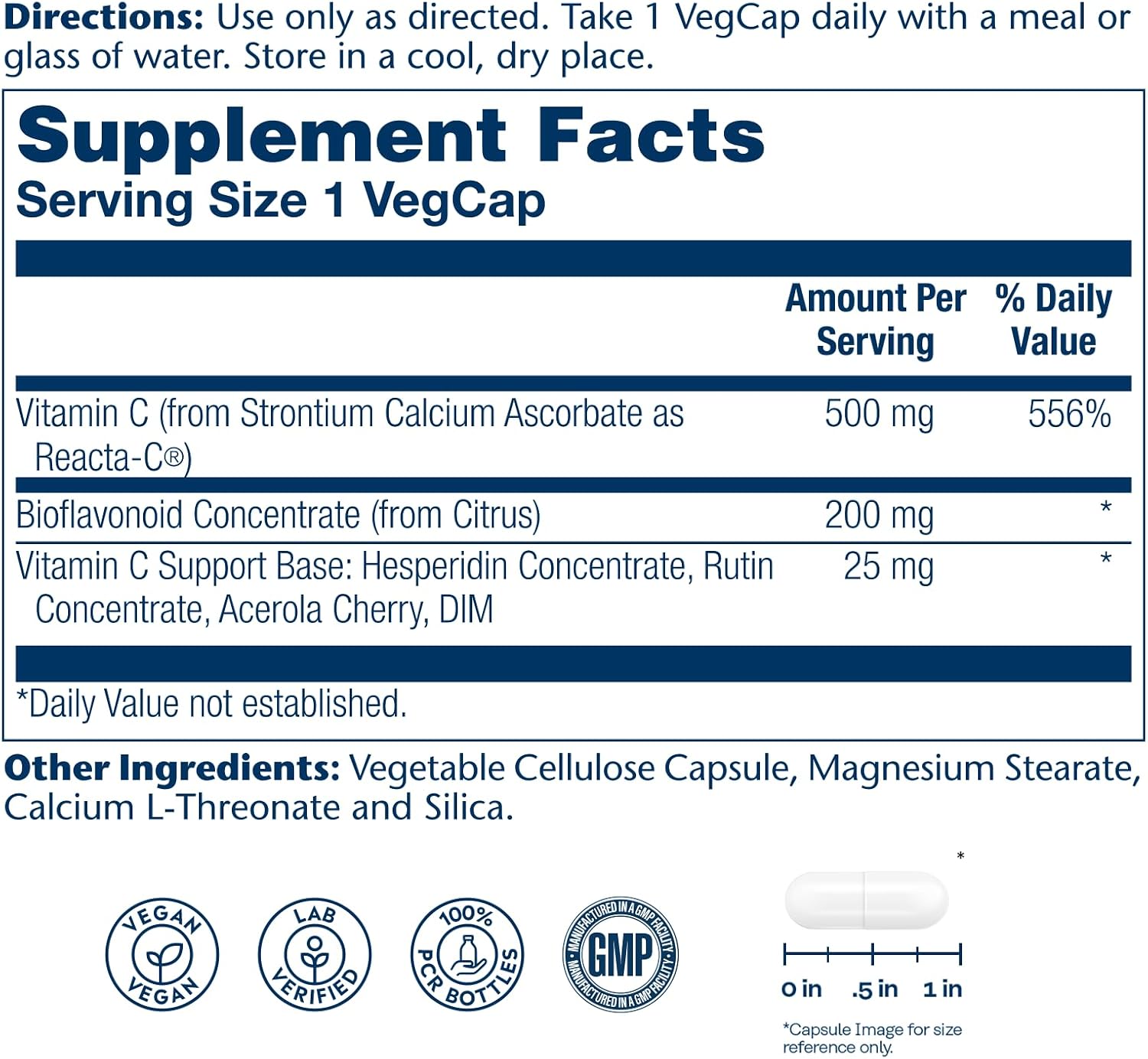 SOLARAY ReactaC Vitamin C 500mg - Patented 24-Hour Immune Support with Bioflavonoids and Rutin - Vegan, 180 Capsules - görsel 2