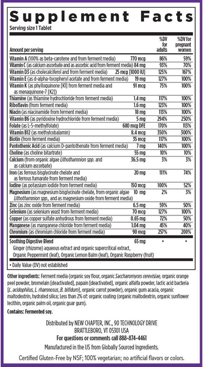 New Chapter Prenatal Vitamins – One Daily Multivitamin for Women 35+ with Methylfolate & Choline, 90 Tablets