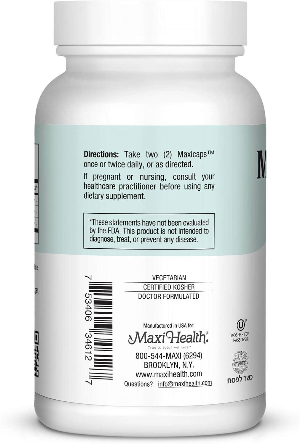 Maxi Health Kosher Calm Serenity & Relaxation Support Capsules (120 Capsules) - görsel 3