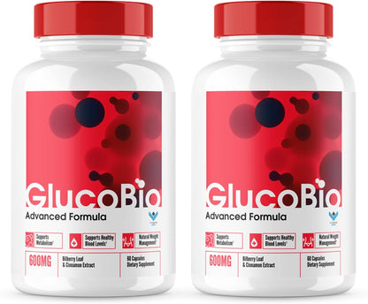 Official Glucobio Capsules - Blood Support Supplement (2 Pack, 120 Capsules)