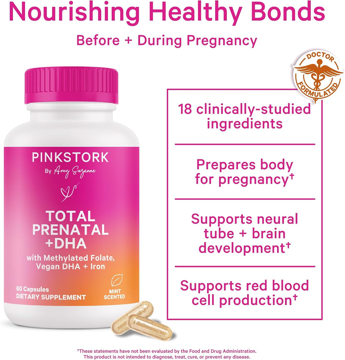 Pink Stork Total Prenatal Vitamins with DHA - Mint, 3 Month Supply – Image 3