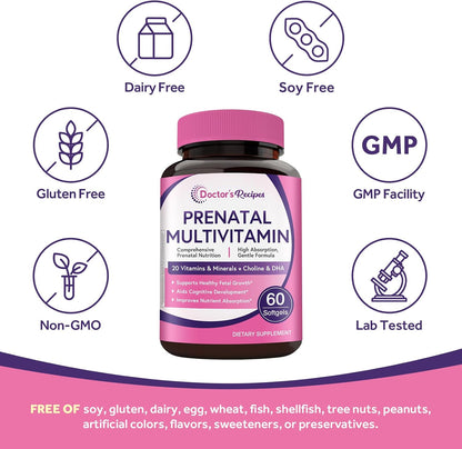 Doctor's Recipes Prenatal Multivitamin with – Vitamin D3 & K2 (MK-7) : These fat-soluble vitamins support bone – Image 5