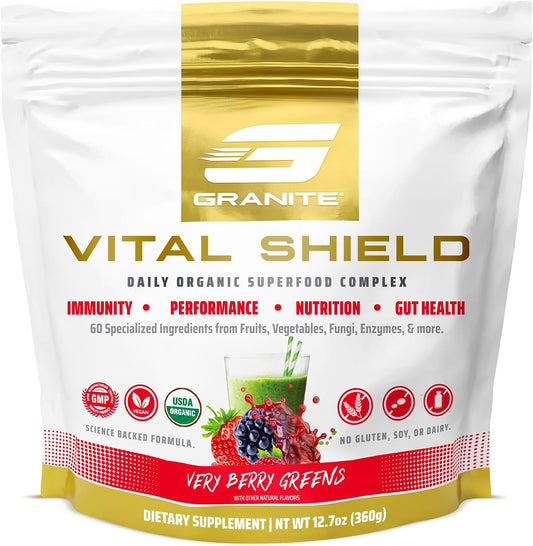 Granite Nutrition Vital Shield - USDA Organic Superfood Greens with Mushrooms & Tart Cherry for Energy, Immunity and Gut – Image 1