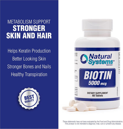 Biotin 60 Tablets 5000 mcg by Natural Systems