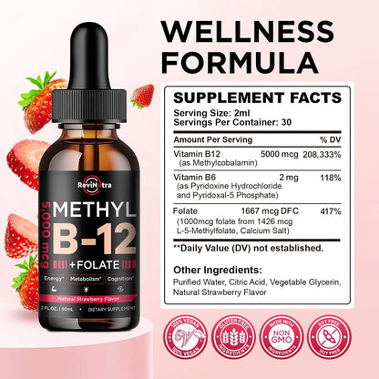 ReviNutra Vitamin B12 Liquid Drops - 5000 – Are over 60: Stomach acid drops with age, making it harder to absorb – Image 7
