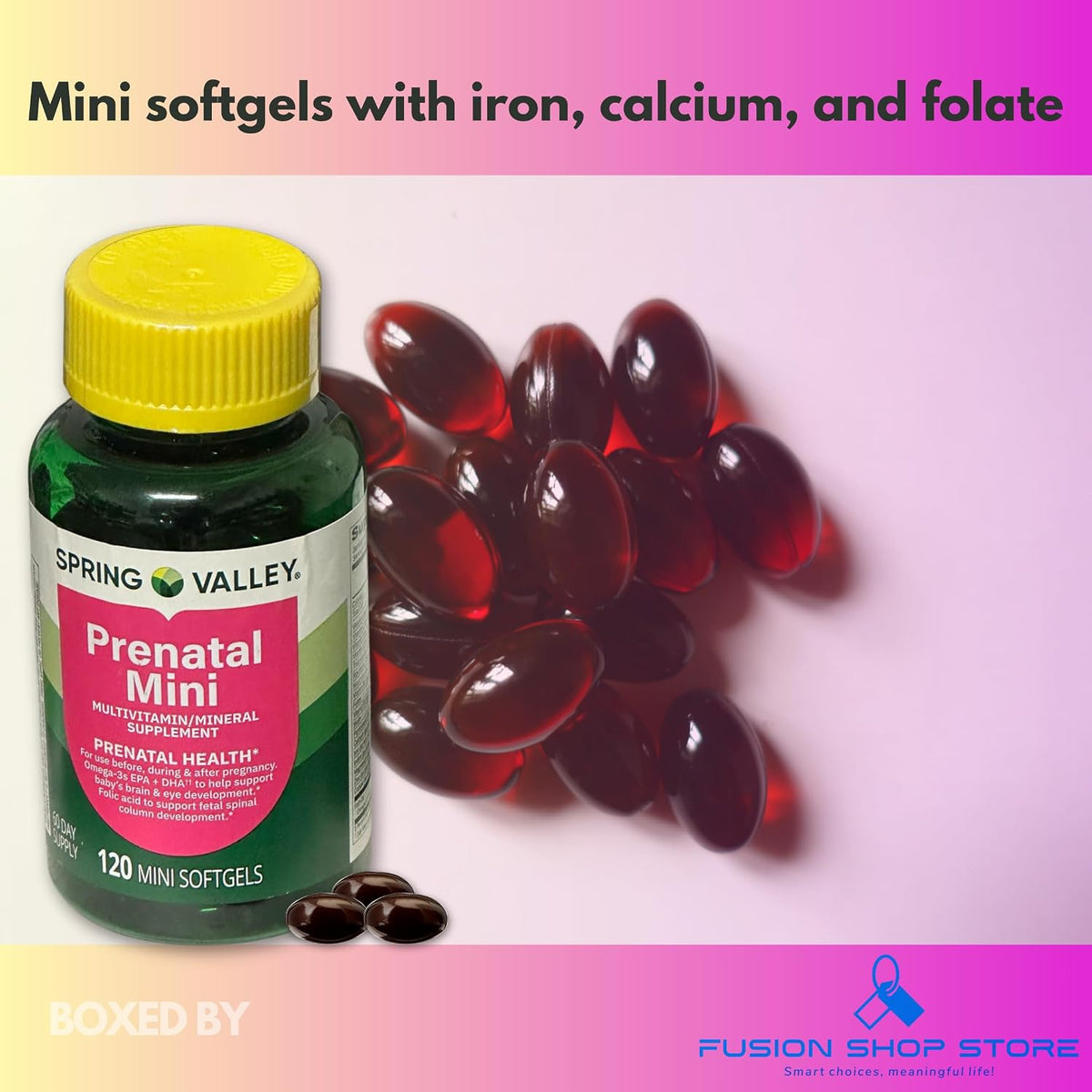 Prenatal Vitamins for Women's - 120 Mini Soft-gels Multivitamin/Multimineral (Pack of 1) – Image 2
