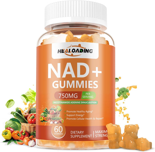HEALOADING NAD+ Gummies with Resveratrol - – NAD+ (750mg): A coenzyme critical for energy production and DNA – Image 1